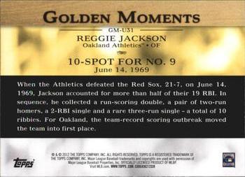 2012 Topps Update - Golden Moments #GM-U31 Reggie Jackson Back