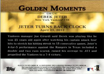 2012 Topps Update - Golden Moments #GM-U41 Derek Jeter Back