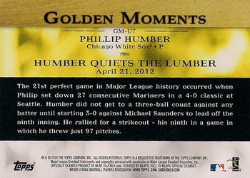 2012 Topps Update - Golden Moments #GM-U7 Philip Humber Back
