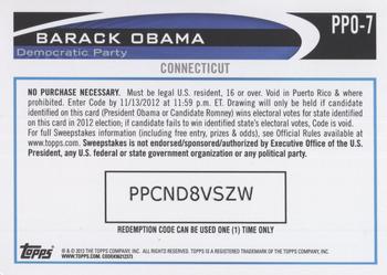 2012 Topps Update - Obama Presidential Predictor #PPO-7 Barack Obama Back
