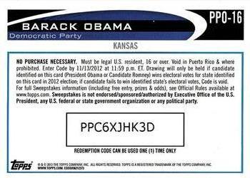 2012 Topps Update - Obama Presidential Predictor #PPO-16 Barack Obama Back