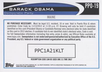 2012 Topps Update - Obama Presidential Predictor #PPO-19 Barack Obama Back