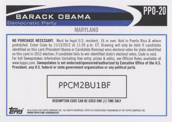 2012 Topps Update - Obama Presidential Predictor #PPO-20 Barack Obama Back