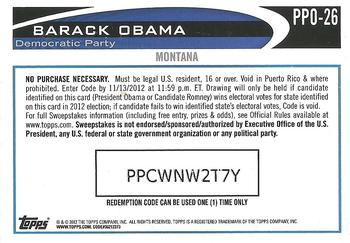 2012 Topps Update - Obama Presidential Predictor #PPO-26 Barack Obama Back