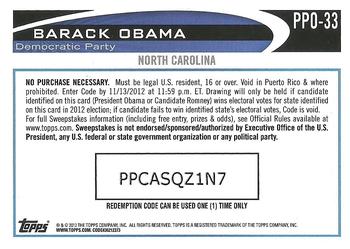 2012 Topps Update - Obama Presidential Predictor #PPO-33 Barack Obama Back