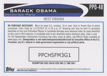 2012 Topps Update - Obama Presidential Predictor #PPO-48 Barack Obama Back