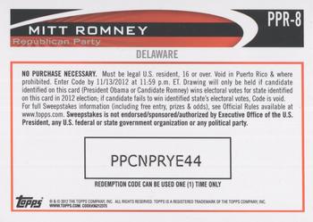 2012 Topps Update - Romney Presidential Predictor #PPR-8 Mitt Romney Back