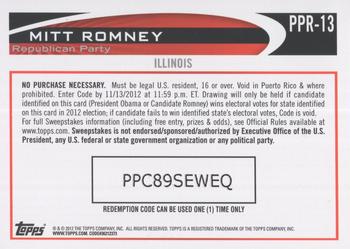 2012 Topps Update - Romney Presidential Predictor #PPR-13 Mitt Romney Back