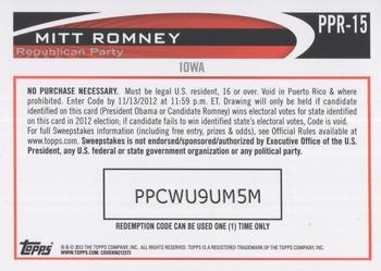 2012 Topps Update - Romney Presidential Predictor #PPR-15 Mitt Romney Back
