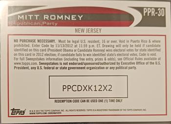 2012 Topps Update - Romney Presidential Predictor #PPR-30 Mitt Romney Back