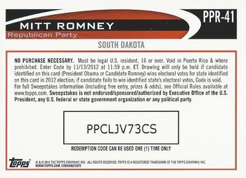 2012 Topps Update - Romney Presidential Predictor #PPR-41 Mitt Romney Back