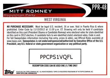 2012 Topps Update - Romney Presidential Predictor #PPR-48 Mitt Romney Back