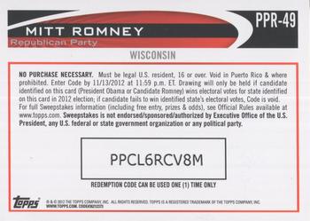 2012 Topps Update - Romney Presidential Predictor #PPR-49 Mitt Romney Back