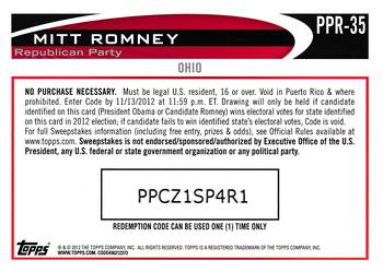 2012 Topps Update - Romney Presidential Predictor #PPR-35 Mitt Romney Back