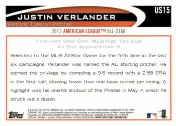 2012 Topps Update - Target Red Border #US15 Justin Verlander Back