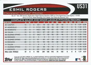 2012 Topps Update - Target Red Border #US31 Esmil Rogers Back