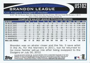 2012 Topps Update - Target Red Border #US102 Brandon League Back