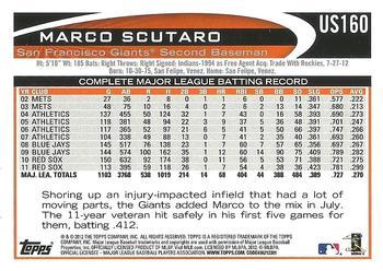 2012 Topps Update - Target Red Border #US160 Marco Scutaro Back