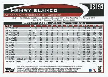 2012 Topps Update - Target Red Border #US193 Henry Blanco Back