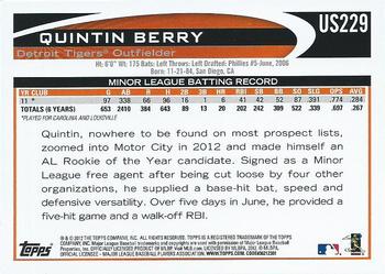 2012 Topps Update - Target Red Border #US229 Quintin Berry Back