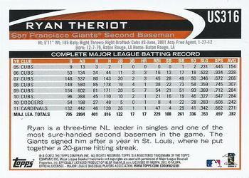 2012 Topps Update - Target Red Border #US316 Ryan Theriot Back