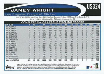 2012 Topps Update - Target Red Border #US324 Jamey Wright Back