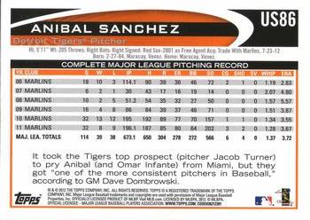 2012 Topps Update - Walmart Blue Border #US86 Anibal Sanchez Back