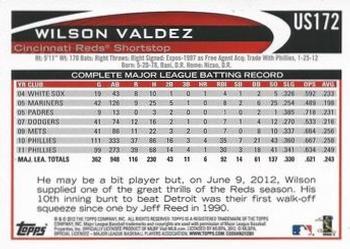2012 Topps Update - Walmart Blue Border #US172 Wilson Valdez Back