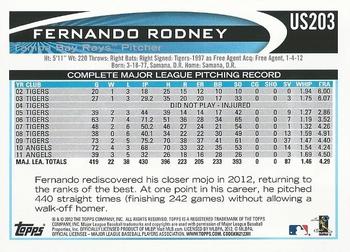 2012 Topps Update - Walmart Blue Border #US203 Fernando Rodney Back