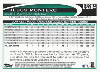 2012 Topps Update - Walmart Blue Border #US204 Jesus Montero Back