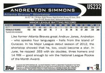 2012 Topps Update - Walmart Blue Border #US232 Andrelton Simmons Back