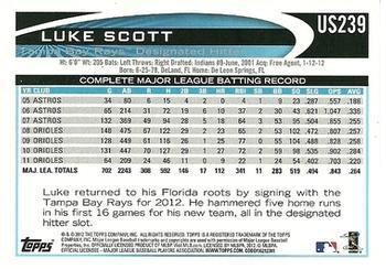 2012 Topps Update - Walmart Blue Border #US239 Luke Scott Back