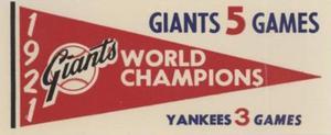 1961 Fleer Baseball Greats (F418-3) - World Series Pennant Decals #NNO 1921 World Series Front