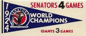 1961 Fleer Baseball Greats (F418-3) - World Series Pennant Decals #NNO 1924 World Series Front