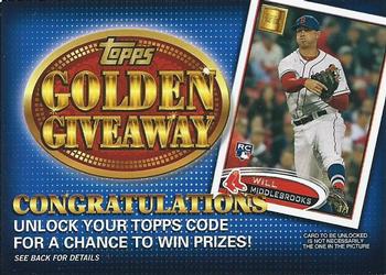 2012 Topps Update - Golden Giveaway Code Cards #GGC-30 Will Middlebrooks Front