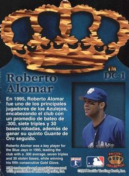 1996 Pacific Crown Collection - Gold Crown Die Cut #DC-1 Roberto Alomar Back
