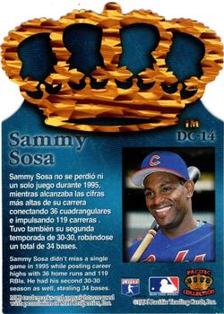 1996 Pacific Crown Collection - Gold Crown Die Cut #DC-14 Sammy Sosa Back