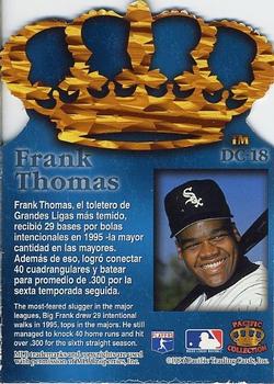 1996 Pacific Crown Collection - Gold Crown Die Cut #DC-18 Frank Thomas Back