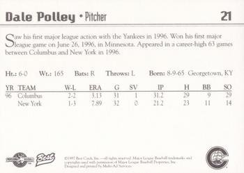 1997 Best Columbus Clippers #21 Dale Polley Back