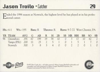 1997 Best Columbus Clippers #29 Jason Troilo Back