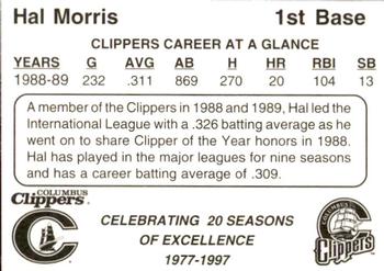 1997 Columbus Clippers 20th Anniversary #20 Hal Morris Back