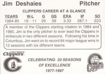 1997 Columbus Clippers 20th Anniversary #7 Jim Deshaies Back