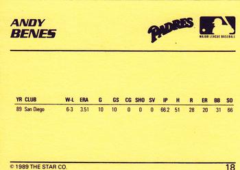 1989 Star Future Stars #18 Andy Benes Back