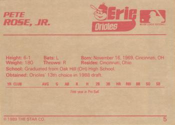 1989 Star Future Stars #5 Pete Rose, Jr. Back