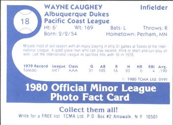1980 TCMA Albuquerque Dukes #18 Wayne Caughey Back