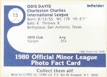 1980 TCMA Charleston Charlies #15 Odie Davis Back
