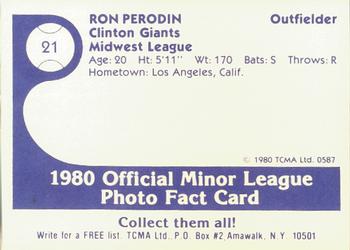 1980 TCMA Clinton Giants #21 Ron Perodin Back