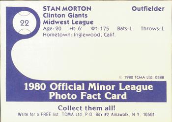 1980 TCMA Clinton Giants #22 Stan Morton Back