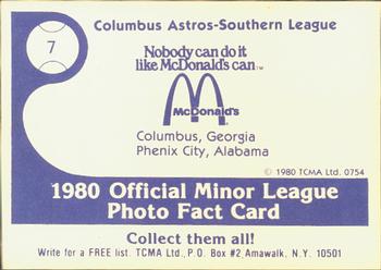 1980 TCMA Columbus Astros #7 Johnny Ray Back