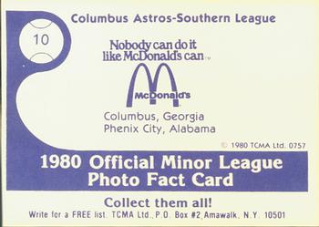 1980 TCMA Columbus Astros #10 Matt Galante Back